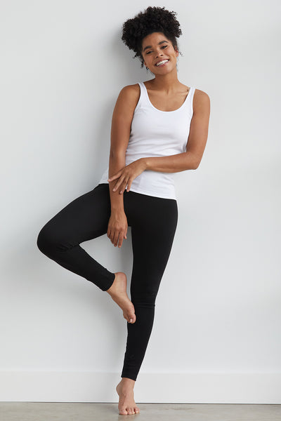 Cotton Leggings - Women's Medium Weight Breathable Cotton Leggings (S, Black)  at  Women's Clothing store