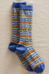 fair trade pattern alpaca socks - blue - stars stripes - ethically made - fair indigo