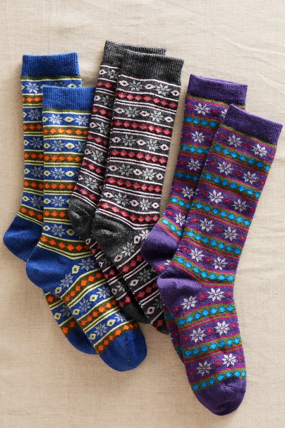 fair trade pattern alpaca socks - stars stripes - ethically made - fair indigo