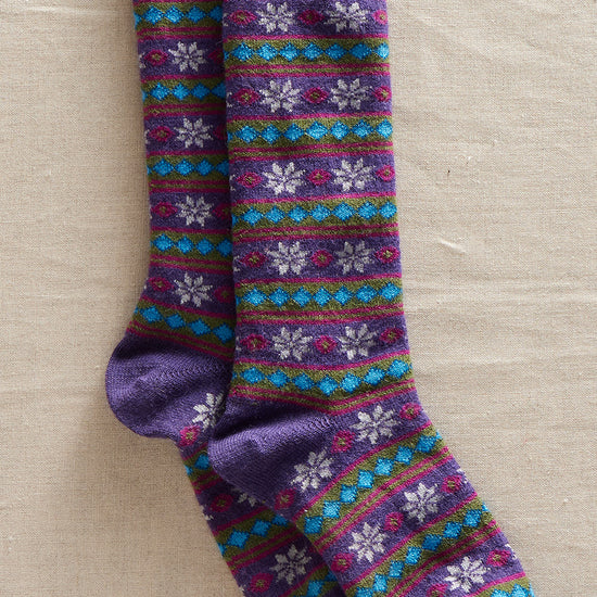 fair trade pattern alpaca socks - red pink - stars stripes - ethically made - fair indigo