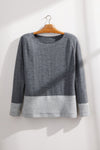 fair trade baby alpaca sweater colorblock top grey gray fair indigo organic ethically made