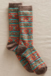 fair trade pattern alpaca socks - brown - southwest - ethically made - fair indigo