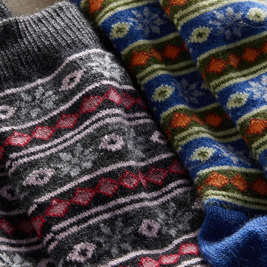 fair trade pattern alpaca socks - stars stripes - ethically made - fair indigo