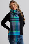  baby alpaca scarf - blue plaid - fair trade - ethically made - fair indigo