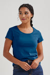 womens organic cotton scoop neck tee - peacock blue - fair indigo fair trade ethically made