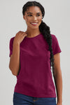 womens organic cotton relaxed crew neck t-shirt -boysenberry magenta - fair indigo fair trade ethically made