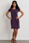 womens organic all cotton scoop neck t-shirt dress - eggplant - fair indigo fair trade ethically made