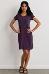 womens all cotton t-shirt dress - eggplant purple - fair indigo fair trade ethically made