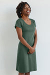 womens 100% organic cotton t-shirt dress - balsam green - fair indigo fair trade ethically made