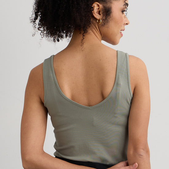 womens organic all-cotton tank top- sage green - fair indigo fair trade ethically made