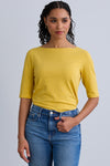 Women's Organic Elbow Sleeve Boat Neck Top