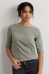 womens organic half sleeve boat neck tee- sage green - fair trade ethically made