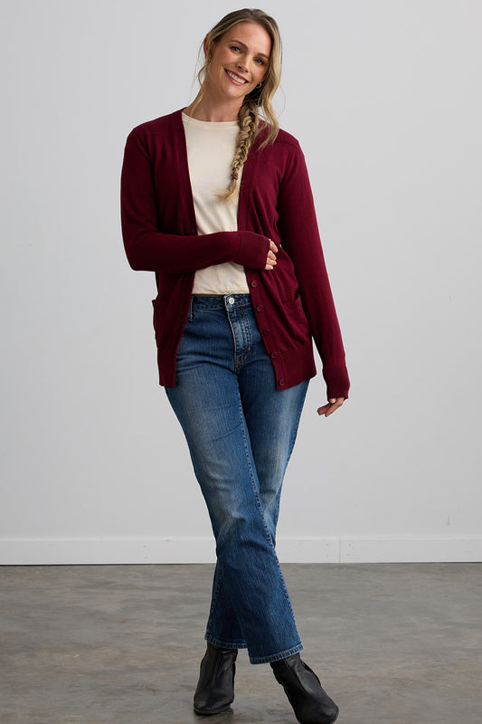 Women's Organic Boyfriend Cardigan Sweater