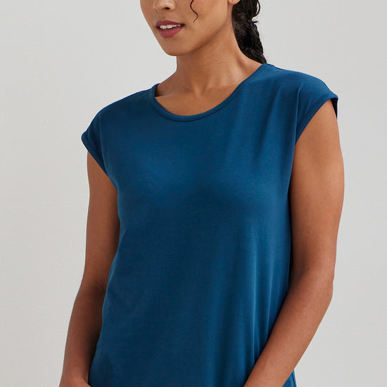 womens organic cotton easy tee - peacock blue - fair indigo fair trade ethically made