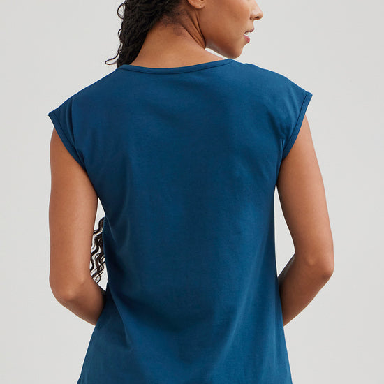 womens organic easy tee - peacock blue - fair indigo fair trade ethically made