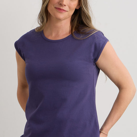 womens organic easy t-shirt - violet blue purple- fair indigo fair trade ethically made