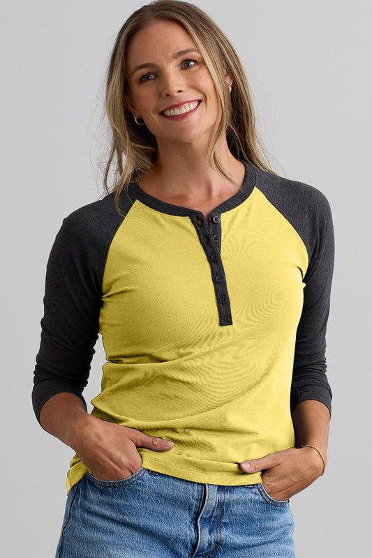 Women's Organic Long Sleeve Raglan Henley