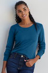 Women's Luxe 100% Organic Cotton Jewel Neck Long Sleeve Tee