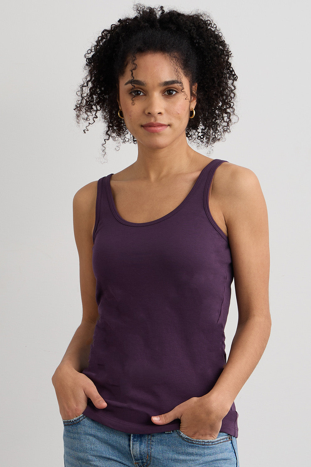 womens organic all cotton tank top - eggplant purple - fair trade ethically made