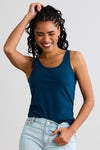 womens organic all cotton tank top - peacock blue - fair trade ethically made