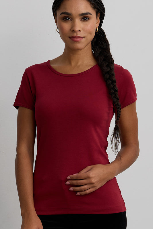 Women's Luxe 100% Organic Cotton Jewel Neck Tee