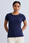 short sleeve organic 100% cotton jewel neck tee midnight navy blue - fair indigo ethically made fair trade