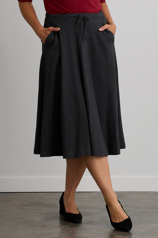 Women's 100% Organic Cotton Midi Skirt with Pockets