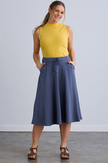 Women's 100% Organic Cotton Midi Skirt with Pockets