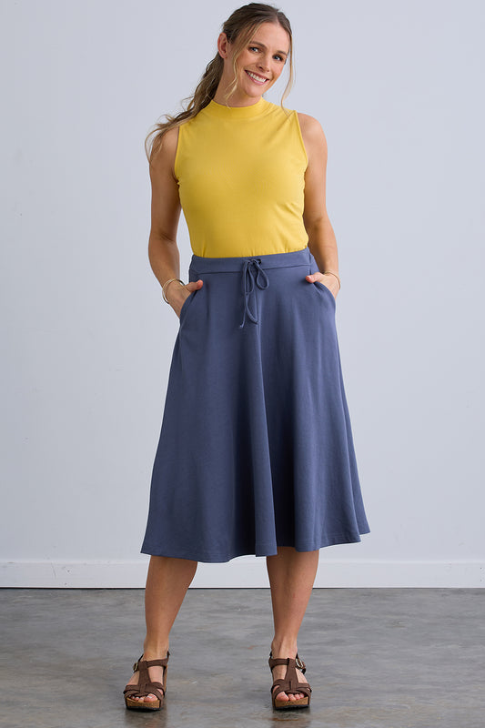 Women's 100% Organic Cotton Midi Skirt with Pockets