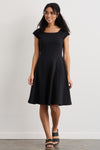 womens organic cotton ballet neck dress - black - fair indigo fair trade ethically made