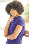 womens organic slim mock neck tee - violet blue purple - fair indigo fair trade ethically made