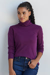 womens organic all cotton luxe turtleneck - plum purple - fair indigo fair trade ethically made