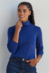 womens organic 100% pima cotton turtleneck - royal blue - fair indigo fair trade ethically made