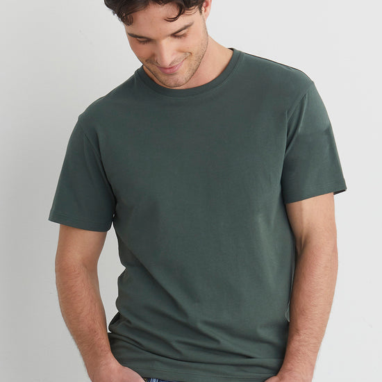 mens organic cotton tshirt- balsam green- fair trade ethically made