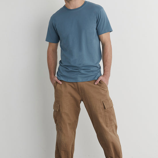 mens organic crew neck t-shirt - horizon blue - fair indigo fair trade ethically made