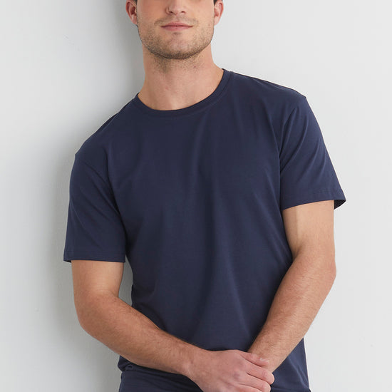 mens organic cotton tshirt- midnight navy blue - fair trade ethically made