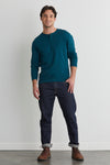 mens organic cotton long sleeve henley- deep teal green - fair trade ethically made