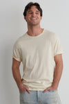 mens organic all cotton crew neck t shirt- undyed beige - fair trade ethically made