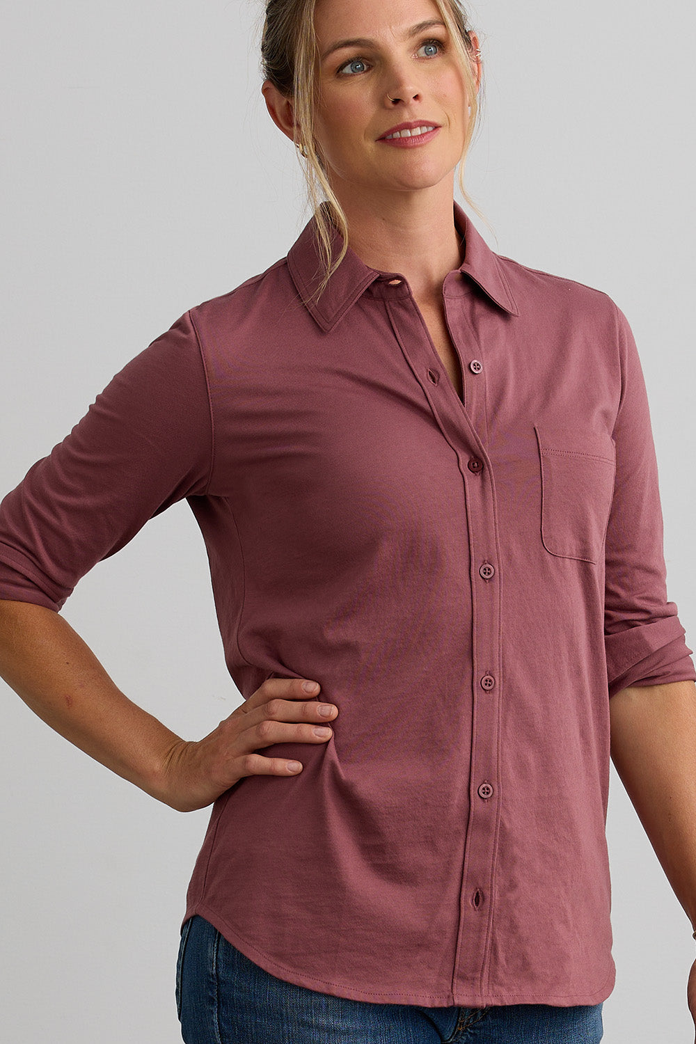 Button-down blouse / top / made discount of organic cotton / retro / french twist / fair and sustainable manufactured