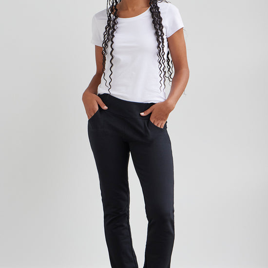 womens organic 100% cotton leggings - black - fair indigo fair trade ethically made