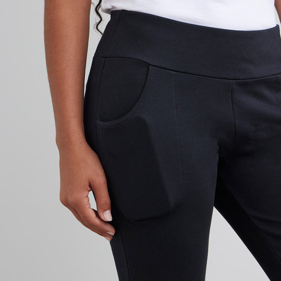 womens all cotton organic leggings with pockets- black - fair indigo fair trade ethically made