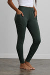 womens organic 100% cotton pocket leggings - balsam green - fair indigo fair trade ethically made