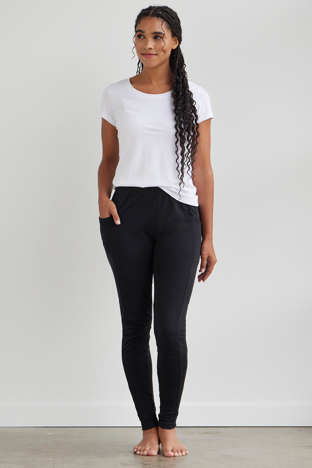 lt;Improved> Organic cotton high-waisted leggings with pockets – KOTONE
