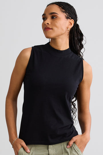 Women's Organic Sleeveless Mock Neck Top