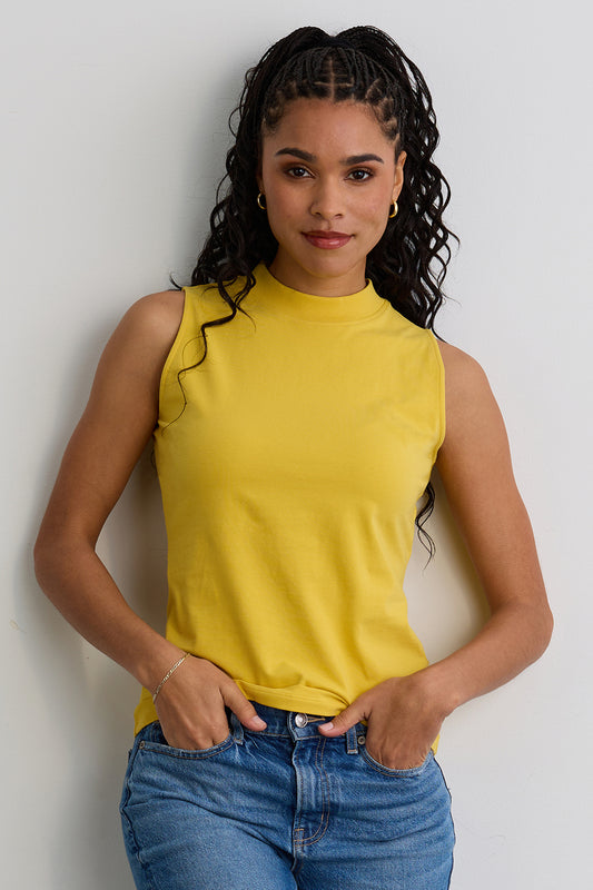 Women's Organic Sleeveless Mock Neck Top