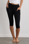 womens organic 100% cotton capris pocket leggings - black - fair indigo fair trade ethically made