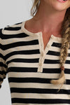 Women's Organic Cotton Stripe Henley Sweater