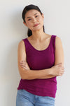 womens organic cotton reversible tank top- boysenberry magenta - fair indigo fair trade ethically made