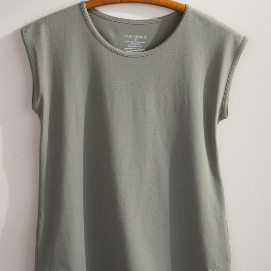 organic cotton relaxed fit easy tee - sage green - ethically made fair trade clothing - fair indigo