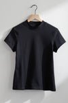 womens organic slim mock neck tee - black - fair indigo fair trade ethically made